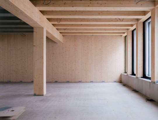 an image of cross-laminated timber panels used in building walls.
