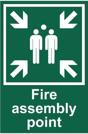 Fire assembly point sign to ensure a proper fire safety procedure